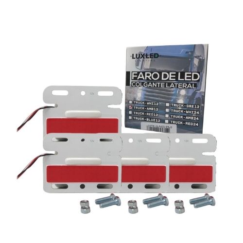 Faros de camion - pack x 4 unidades de faros colgantes encastrables para lateral de camion 10.5 cm de ancho x 8 cm de alto rojo 12v  